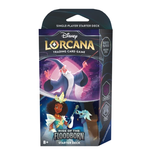 Disney Lorcana TCG Rise of the Floodborn – Starter Deck: Merlin & Tiana (Amethyst & Steel)