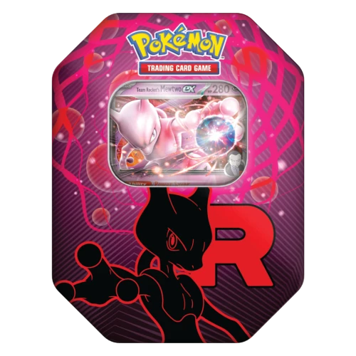 Pokémon TCG – Team Rocket Tin – Mewtwo – puszka z 4 boosterami