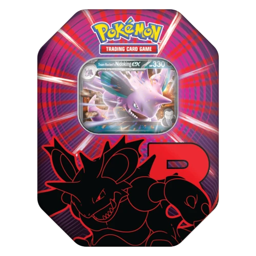 Pokémon TCG – Team Rocket Tin – Nidoking – puszka z 4 boosterami